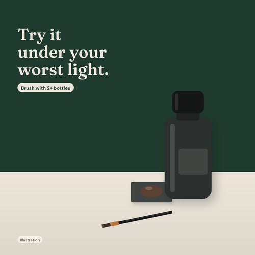 Densgrove Density Cream: neutral matte bottle with precision brush (illustration)